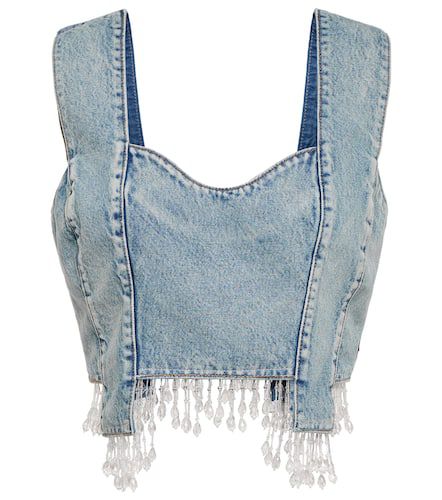 Ganni Crop top de denim adornado - Ganni - Modalova