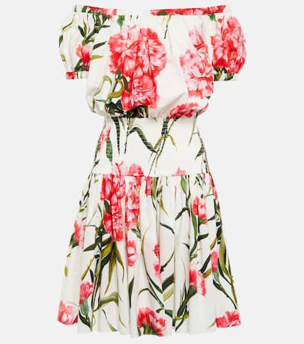 Floral off-shoulder cotton minidress - Dolce&Gabbana - Modalova