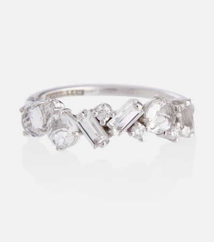 Amalfi 14kt white gold ring with diamonds and topaz - Suzanne Kalan - Modalova