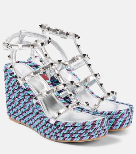 Alpargatas con cuña Rockstud de piel - Valentino Garavani - Modalova