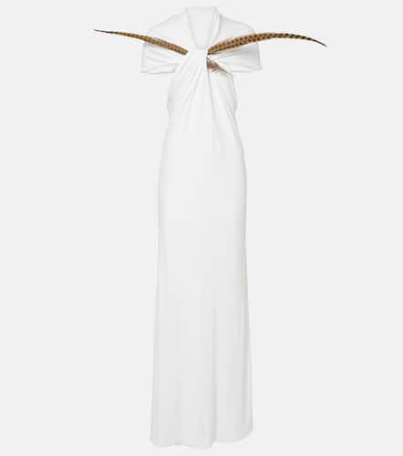 Feather-detail gathered maxi dress - Loewe - Modalova