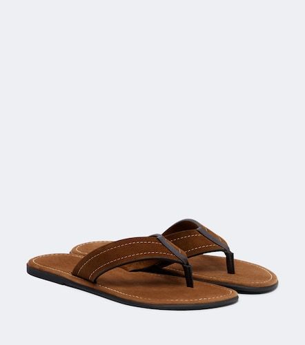Beach leather-trimmed suede thong sandals - The Row - Modalova