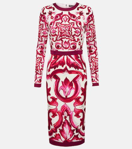 Vestido midi en mezcla de seda estampado - Dolce&Gabbana - Modalova