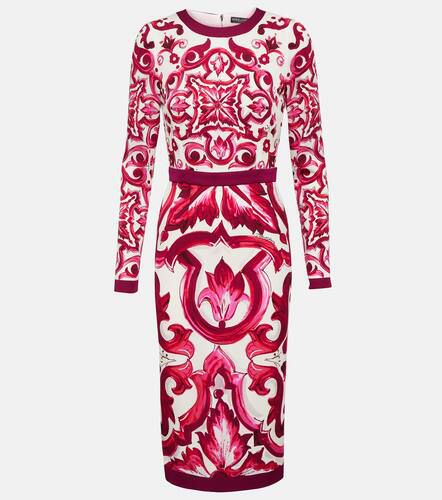 Vestido midi en mezcla de seda estampado - Dolce&Gabbana - Modalova