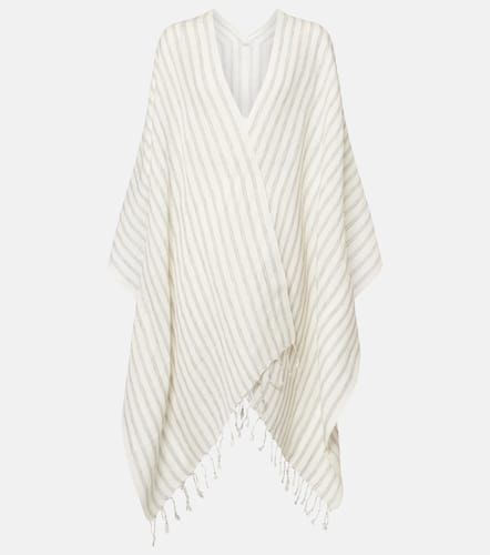 Striped linen poncho - Brunello Cucinelli - Modalova