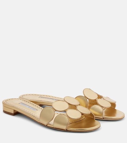 Haribalmuflat metallic leather slides - Manolo Blahnik - Modalova