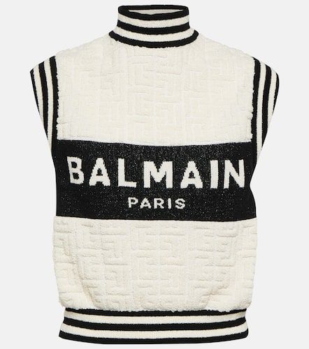 Top de punto bouclé con logo - Balmain - Modalova