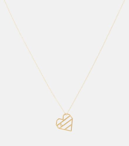 Halskette Corazón Rayado Brillante aus 9kt Gelbgold mit Diamant - Aliita - Modalova