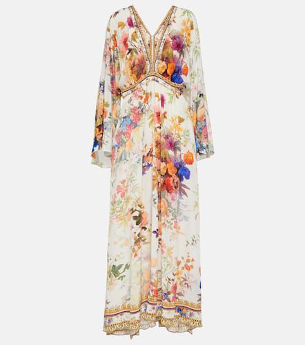 Gathered floral silk maxi dress - Camilla - Modalova