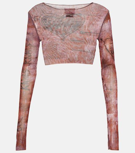 X KNWLS printed mesh crop top - Jean Paul Gaultier - Modalova