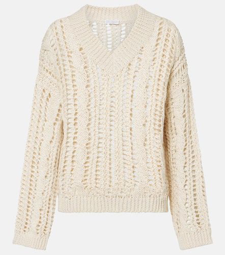 Open-knit jute and cotton-blend sweater - Brunello Cucinelli - Modalova