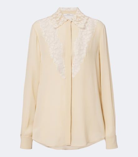 Camicia in georgette di seta con pizzo - Fendi - Modalova