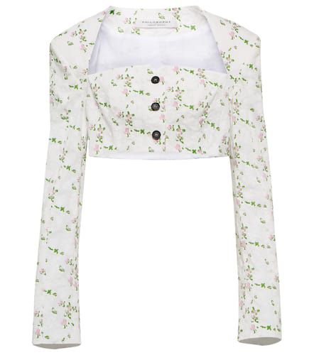 Floral cotton crop top - Philosophy di Lorenzo Serafini - Modalova