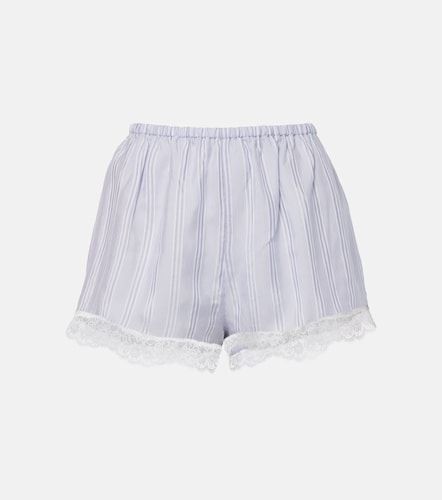 Shorts de seda a rayas con encaje - Frame - Modalova