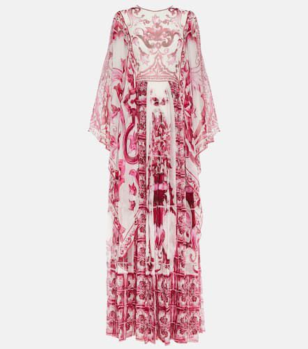 Vestido largo en chifón de seda estampado - Dolce&Gabbana - Modalova