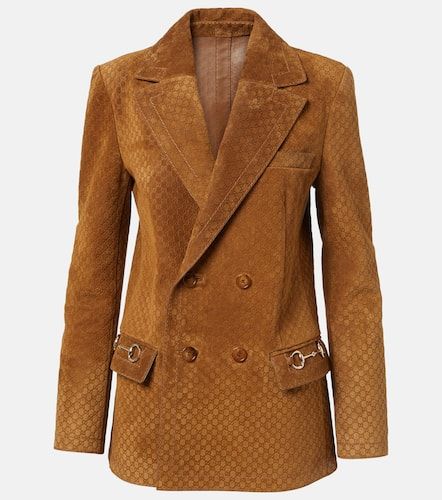 Blazer cruzado de ante GG con Horsebit - Gucci - Modalova