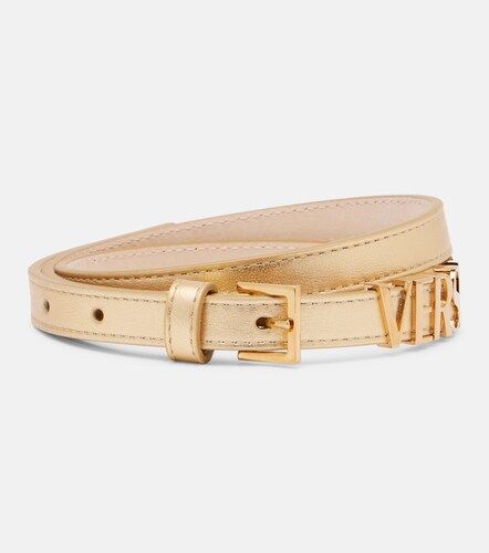 Cinturón de piel metalizada con logo - Versace - Modalova