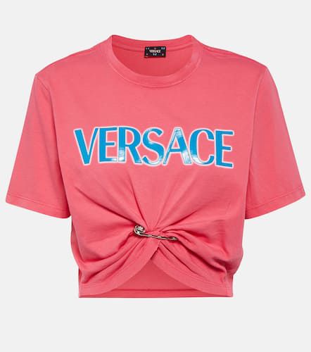 Crop top de algodón con logo - Versace - Modalova