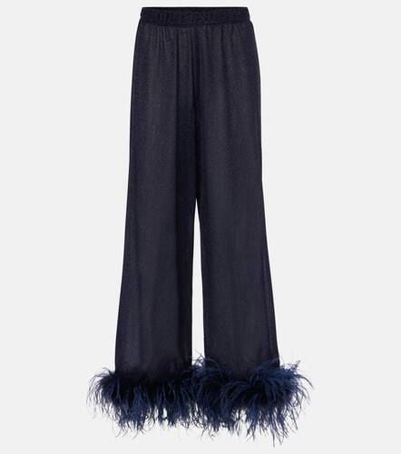 OsÃ©ree LumiÃ¨re Plumage feather-trimmed lamÃ© pants - Oseree - Modalova