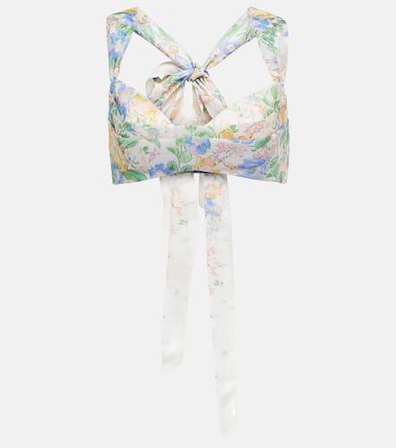 Floral linen and silk bustier top - Zimmermann - Modalova