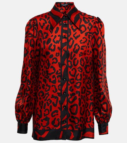 Camisa de seda con estampado de leopardo - Dolce&Gabbana - Modalova