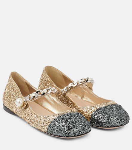 Verzierte Ballerinas mit Glitter - Miu Miu - Modalova