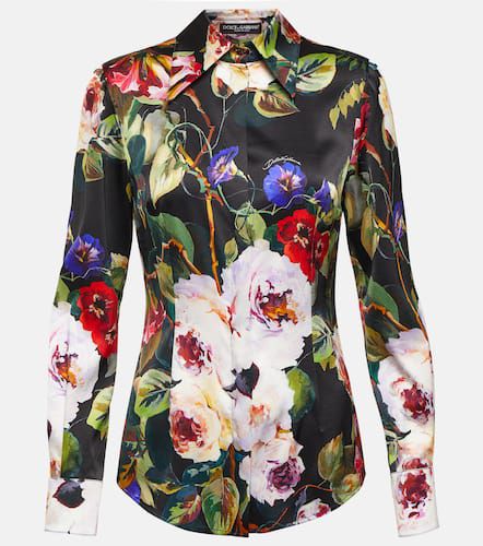 Camisa de satén de mezcla de seda floral - Dolce&Gabbana - Modalova
