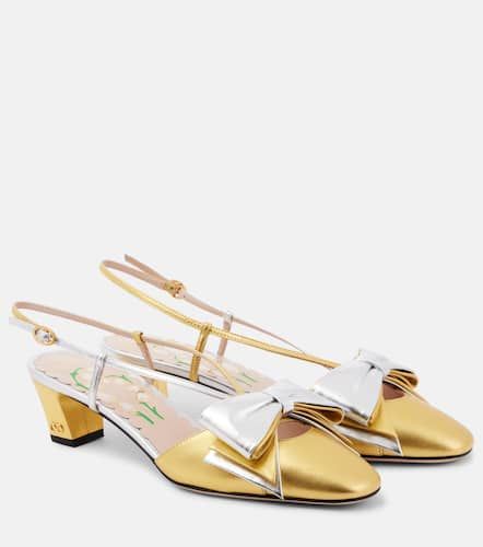 Bowow 45 metallic leather slingback pumps - Valentino Garavani - Modalova