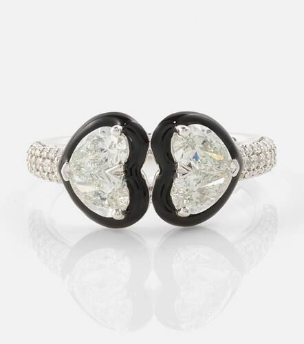 Anello Twin Heart in oro bianco 18kt con diamanti - Kamyen - Modalova