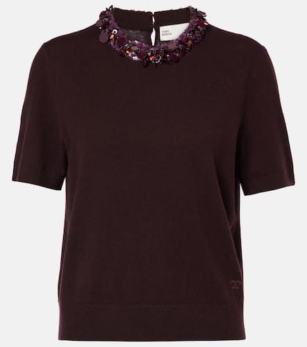 Pullover in lana e cashmere con paillettes - Tory Burch - Modalova