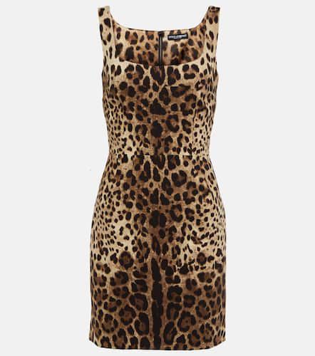 Leopard-print silk-blend minidress - Dolce&Gabbana - Modalova