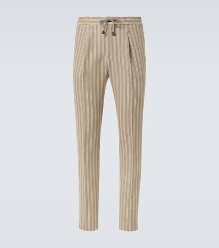 Striped cotton and linen tapered pants - Incotex - Modalova