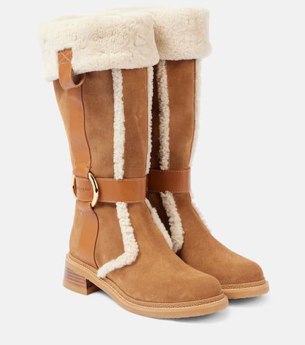 See By ChloÃ© New Ring suede and shearling knee-high boots - See By Chloe - Modalova