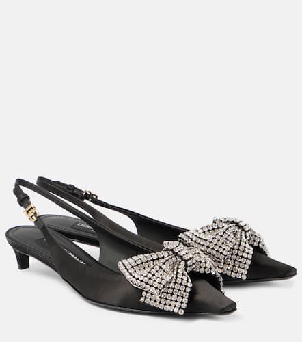 Slingback-Pumps aus Satin mit Kristallen - Dolce&Gabbana - Modalova