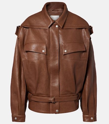 Belted oversized leather jacket - Magda Butrym - Modalova