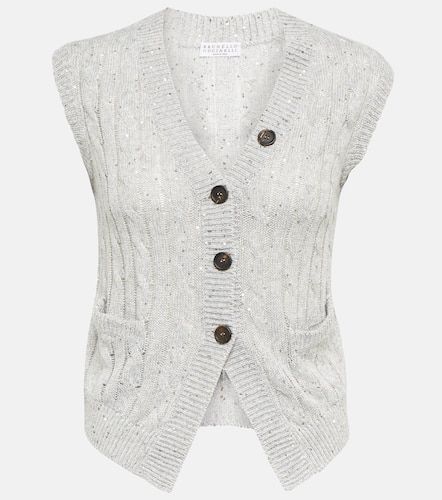 Cable-knit linen blend vest - Brunello Cucinelli - Modalova