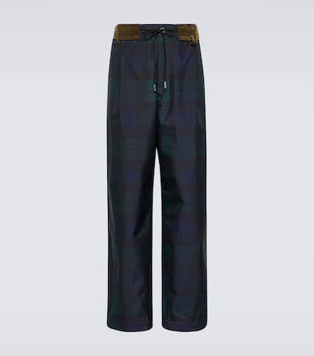 Pantalones rectos de tafetán con tartán - Sacai - Modalova