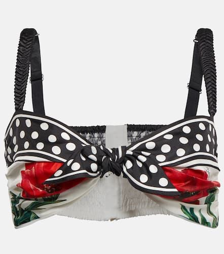 Printed tie-front silk bralette - Dolce&Gabbana - Modalova