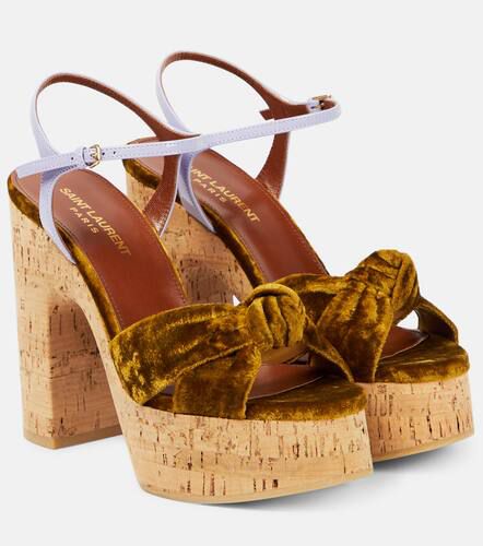 Bianca velvet and leather platform sandals - Saint Laurent - Modalova