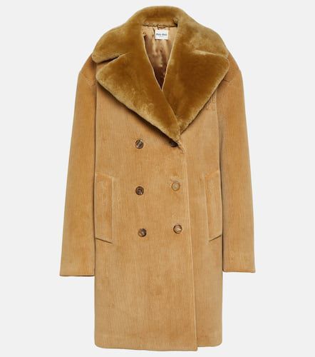 Shearling-trimmed corduroy coat - Miu Miu - Modalova