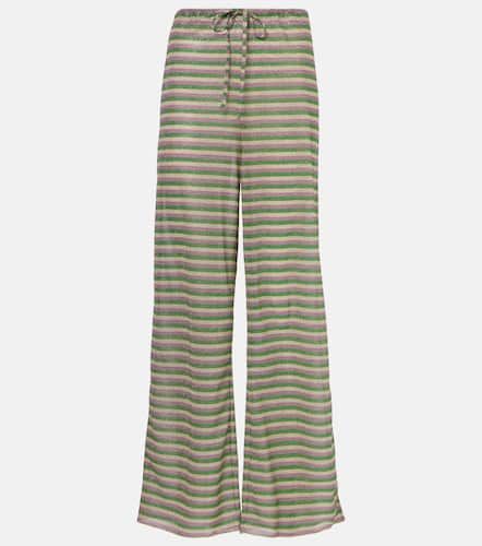 OsÃ©ree Striped high-rise lamÃ© wide-leg pants - Oseree - Modalova