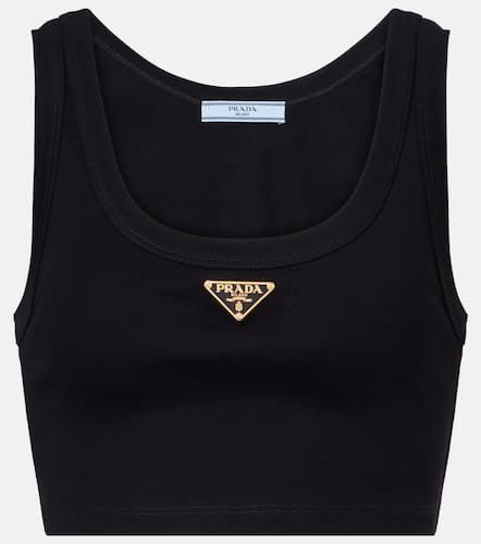 Top raccourci en coton à logo - Prada - Modalova