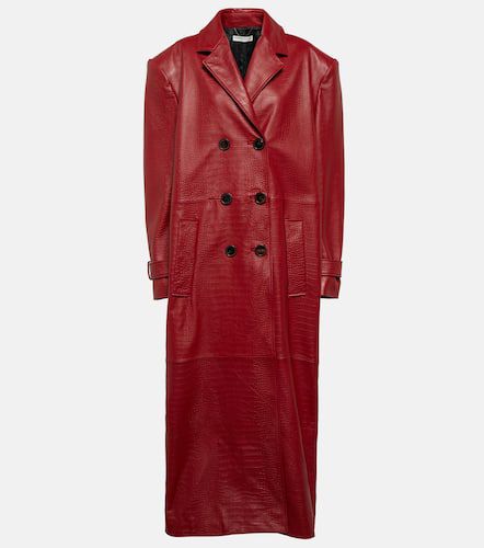Oversized croc-effect leather coat - Alessandra Rich - Modalova