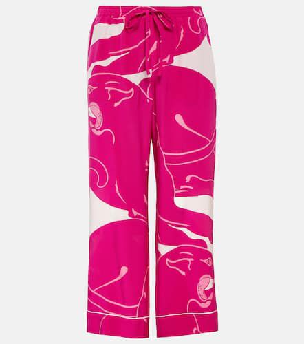 Panther crêpe de chine pants - Valentino - Modalova