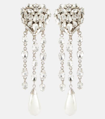 Heart crystal drop earrings - Alessandra Rich - Modalova