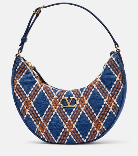 Borsa a spalla Quiltie 67 in denim - Valentino Garavani - Modalova