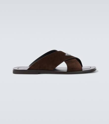 Logo suede and leather sandals - Prada - Modalova