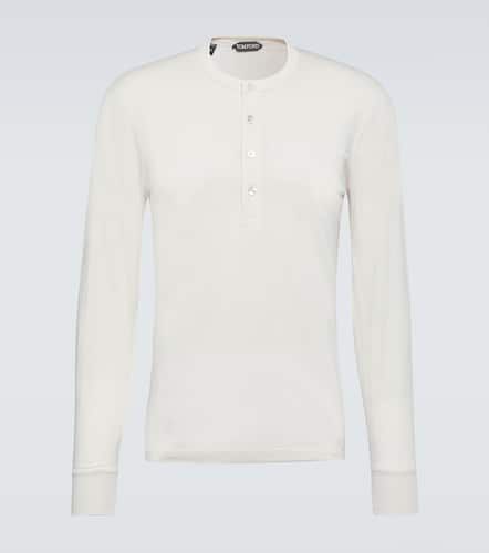 Cotton-blend jersey Henley shirt - Tom Ford - Modalova