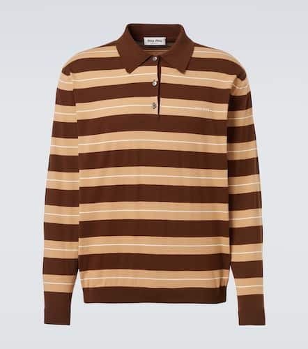 Knitted striped cotton polo sweater - Miu Miu - Modalova