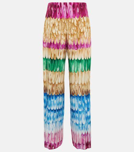 Feather-print wide-leg silk pants - Valentino - Modalova